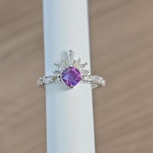 The Emerson Ring: Lab created blue purple bi-color Alexandrite, size 5